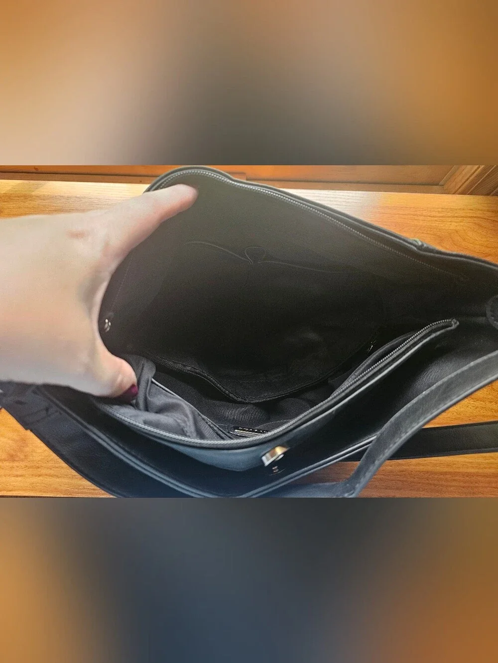 Kim Rodgers Black Faux Leather Hobo Shoulder Bag